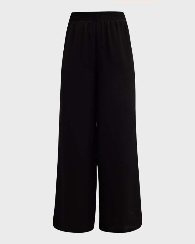 High-Rise Wide-Leg Crepe Pants